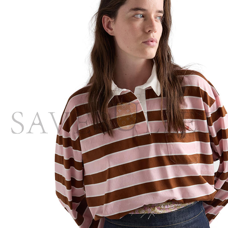 PRADA LONG-SLEEVED BAYADERE PRINT LISLE COTTON T-SHIRT 39661